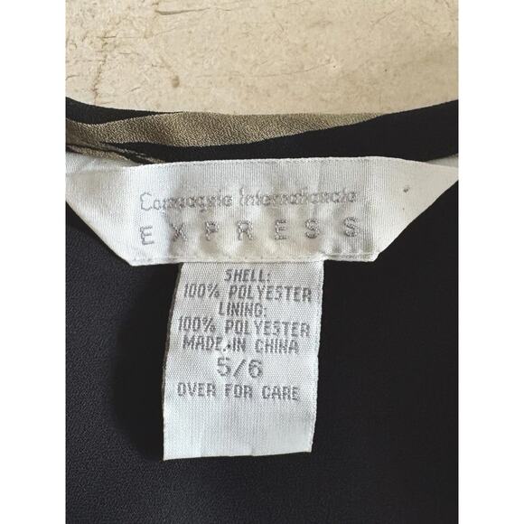 Vintage Express Slip Dress Sz 5/6 Black Floral 90s Y2K Grunge Cottagecore Fairy - Picture 2 of 9